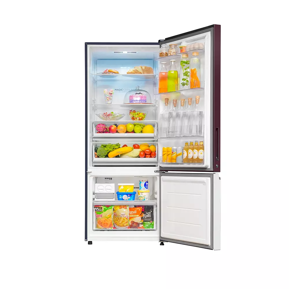 Haier Vogue Series 445L Garnet Peach Glass  Finish 14 in 1 Convertible Modes   Bottom Mounted Frost Free Refrigerator HRB-4952GPG-P